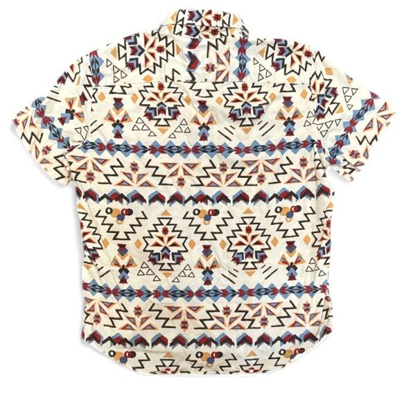 American Eagle Classic Fit Aztec Southwestern Print Half Button Up Shirt Medium - Picture 2 of 9